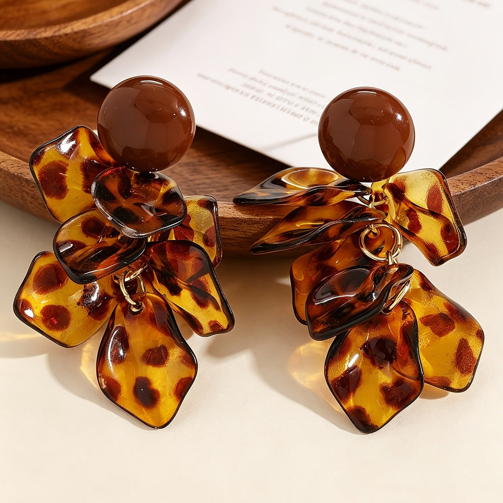 Amber Leaf Drop Earrings