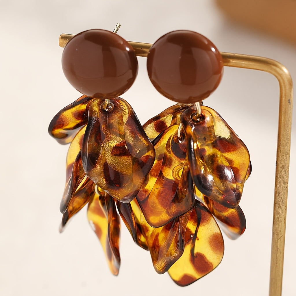 Amber Leaf Drop Earrings
