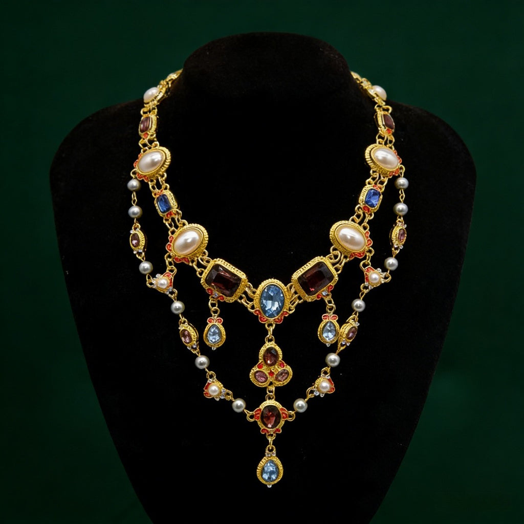 Vintage Gemstone Statement Necklace