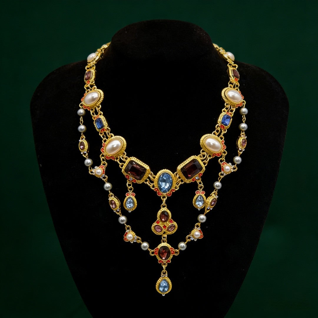 Vintage Gemstone Statement Necklace