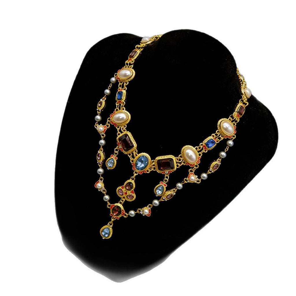 Vintage Gemstone Statement Necklace