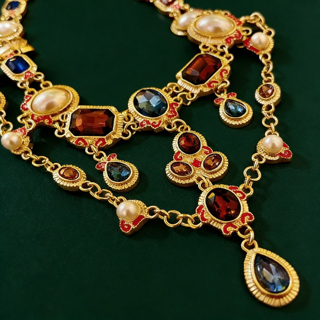 Vintage Gemstone Statement Necklace