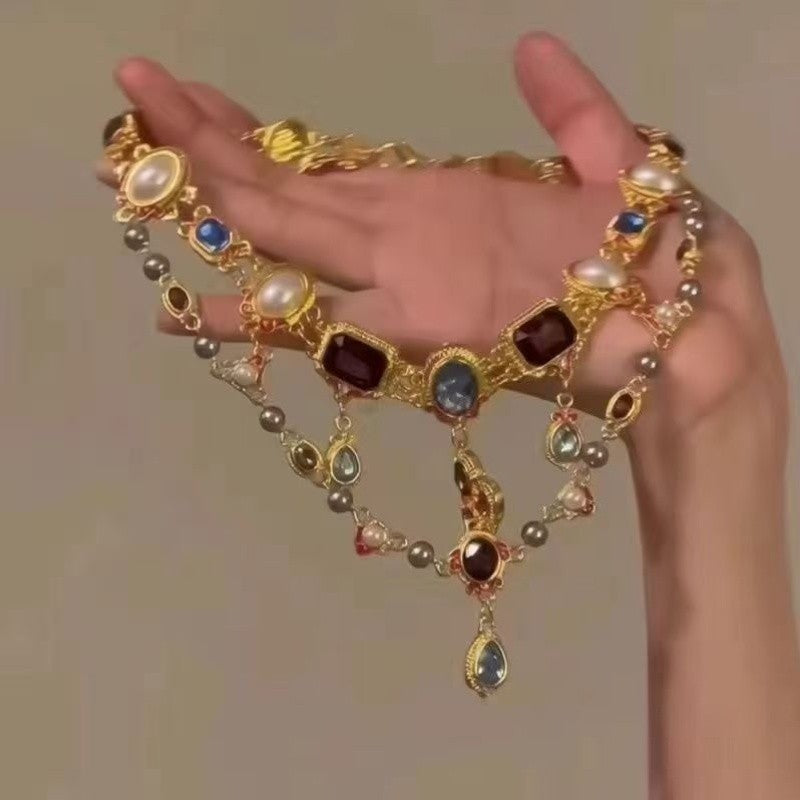 Vintage Gemstone Statement Necklace