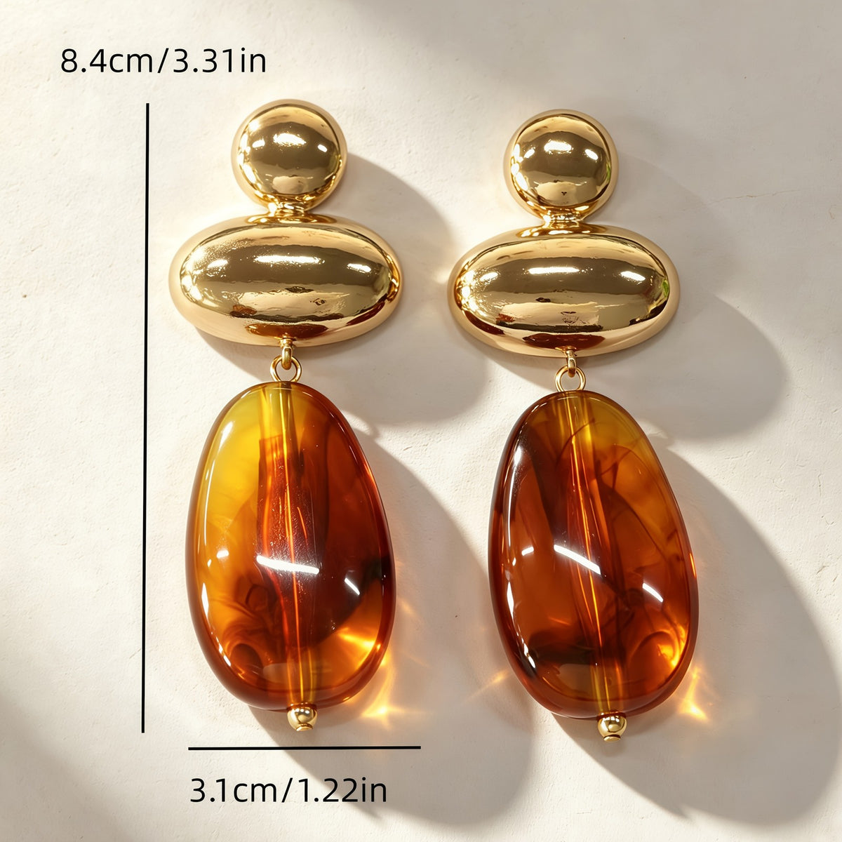 18k Amber Teardrop Drop Earrings