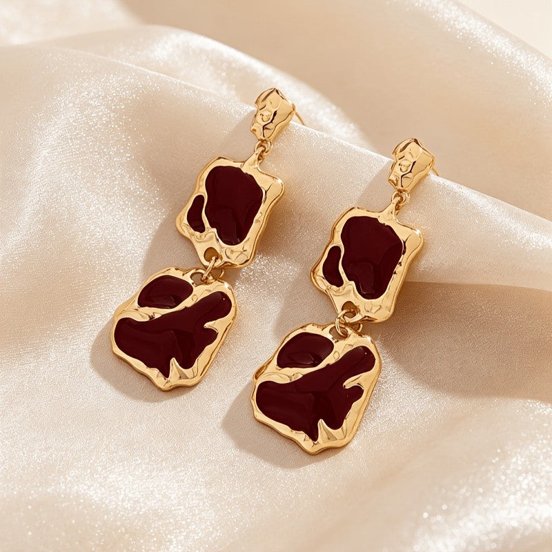 18k Vintage Red Geometric Earrings