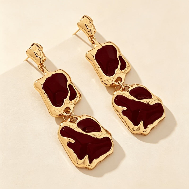 18k Vintage Red Geometric Earrings