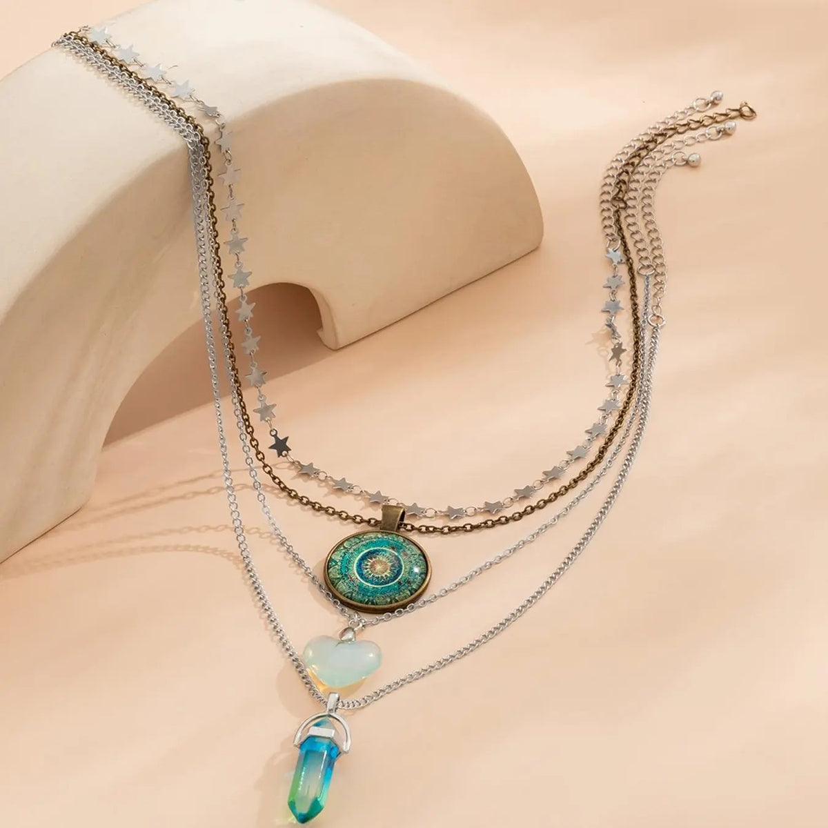 4PC Boho Star Heart Necklace Set