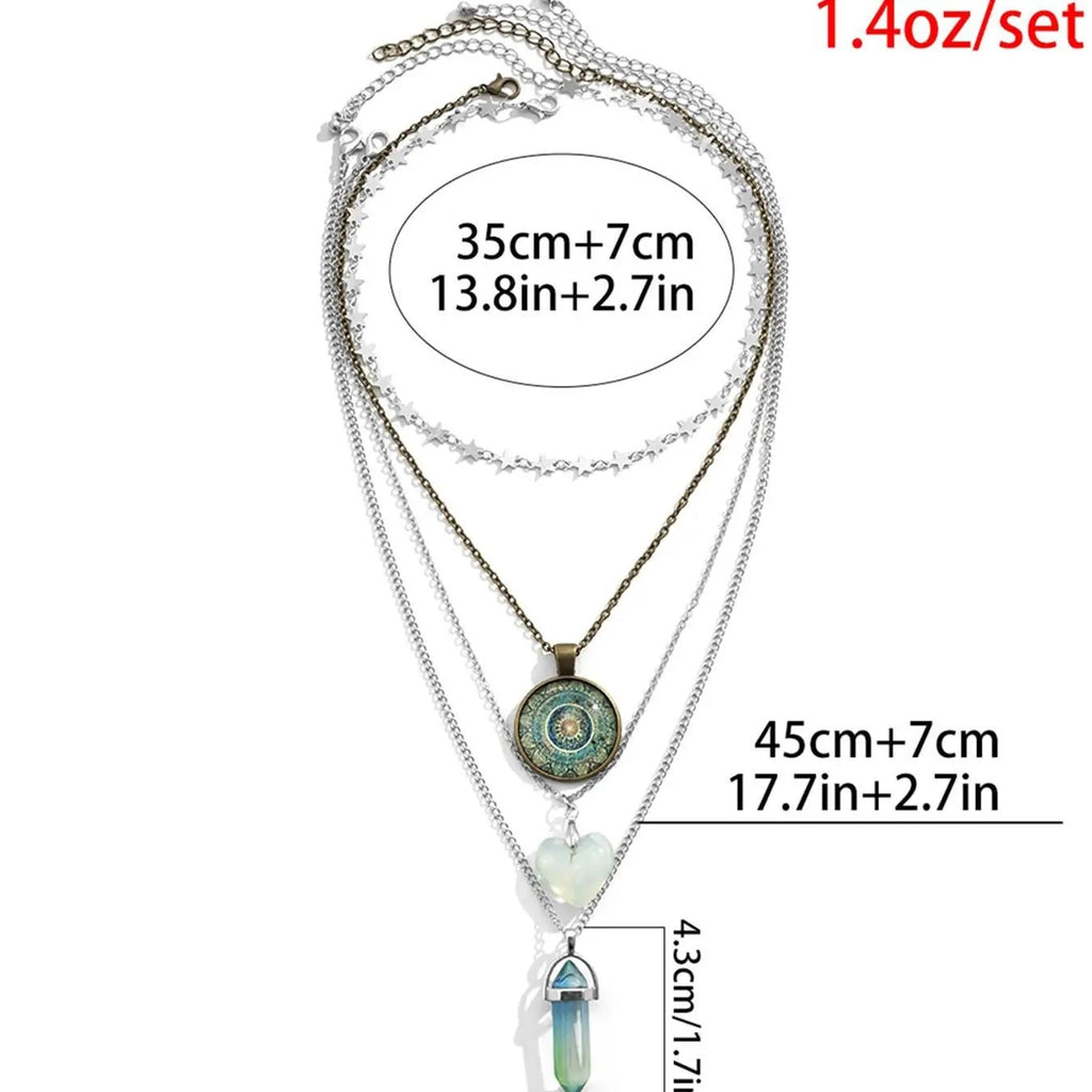 4PC Boho Star Heart Necklace Set