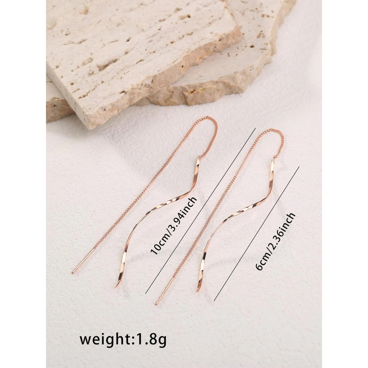 18k Elegant Wave Drop Earrings
