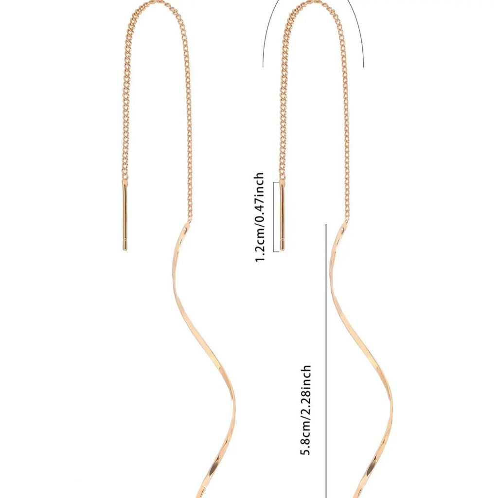 18k Elegant Wave Drop Earrings