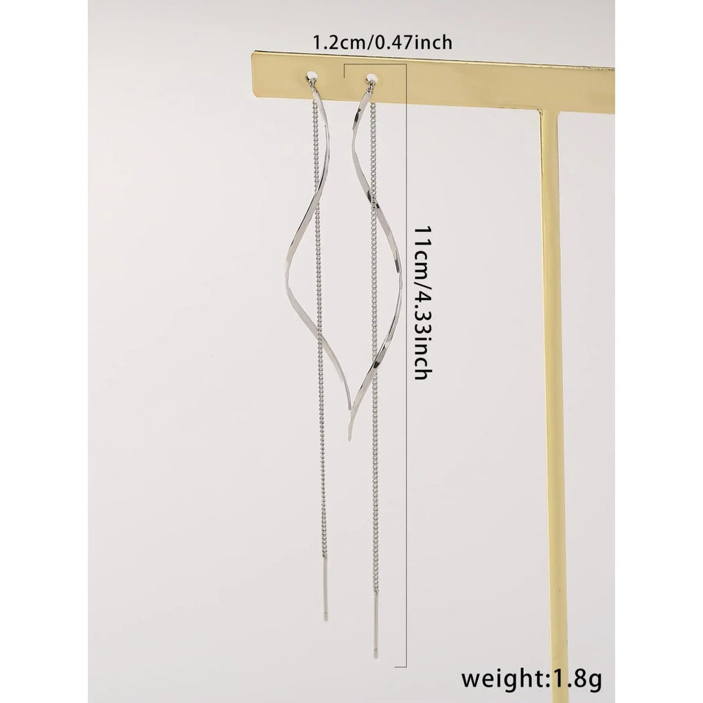 18k Elegant Wave Drop Earrings