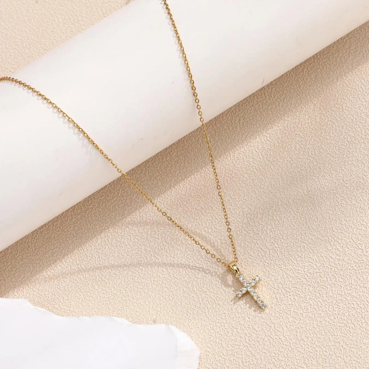 18k Rhinestone Cross Necklace
