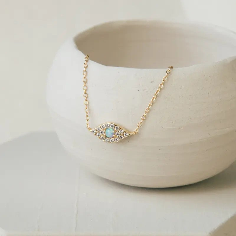 18k Dainty Evil Eye Necklace