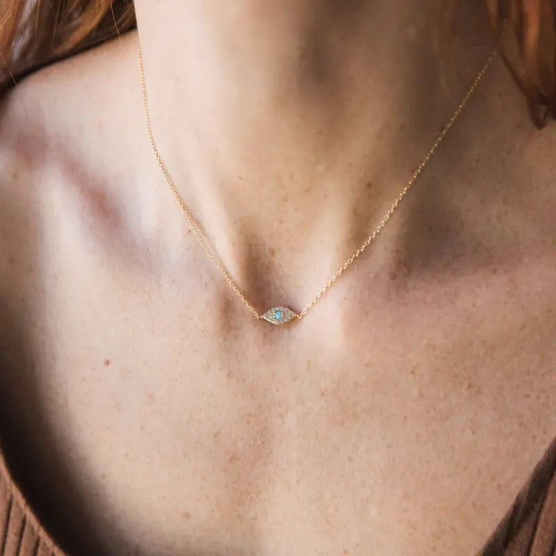 18k Dainty Evil Eye Necklace