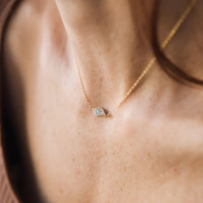 18k Dainty Evil Eye Necklace
