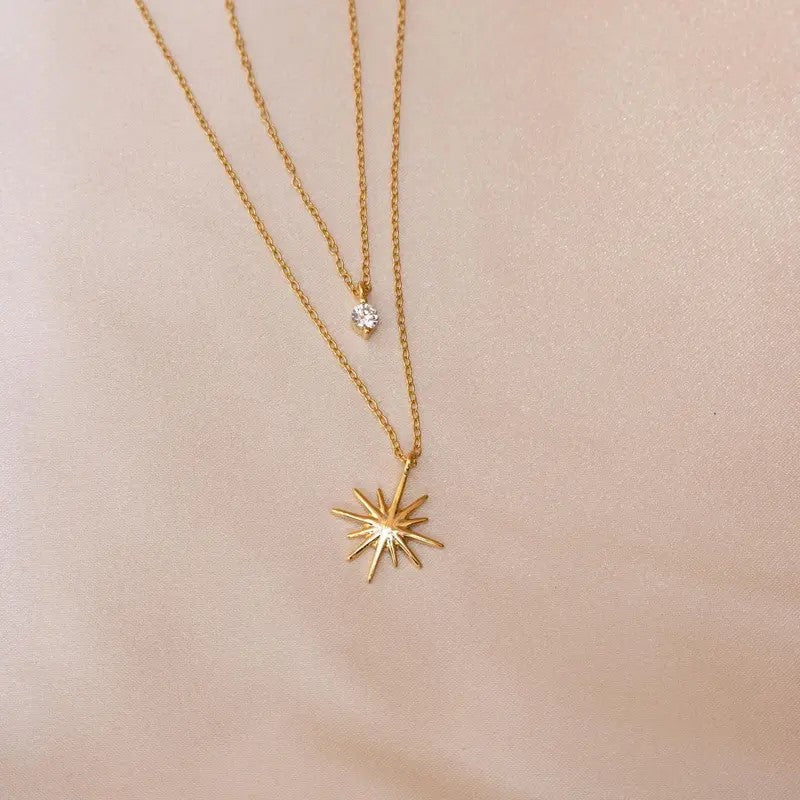 18k Dainty Starburst Necklace Set