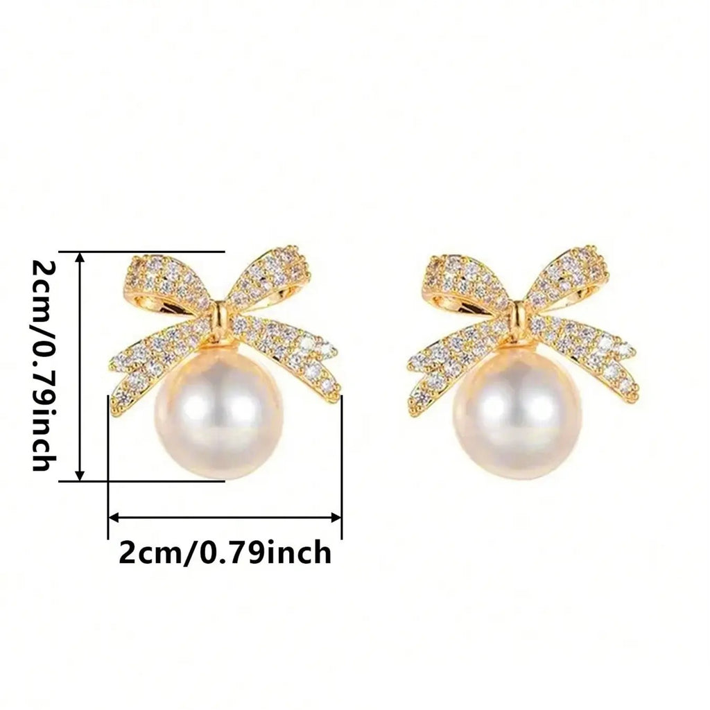 Pearl Bow Drop Earrings