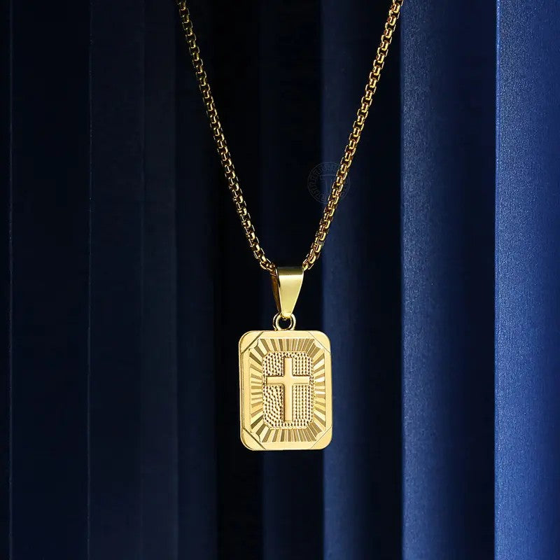18k Radiant Cross Box Chain Necklace