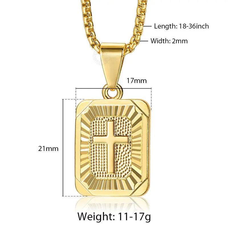 18k Radiant Cross Box Chain Necklace