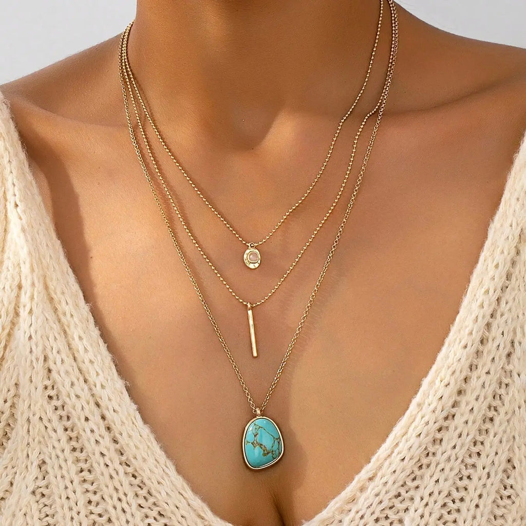 18k Turquoise Layered Necklace Set