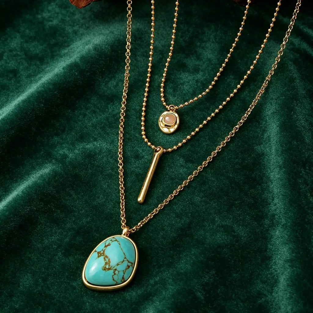 18k Turquoise Layered Necklace Set
