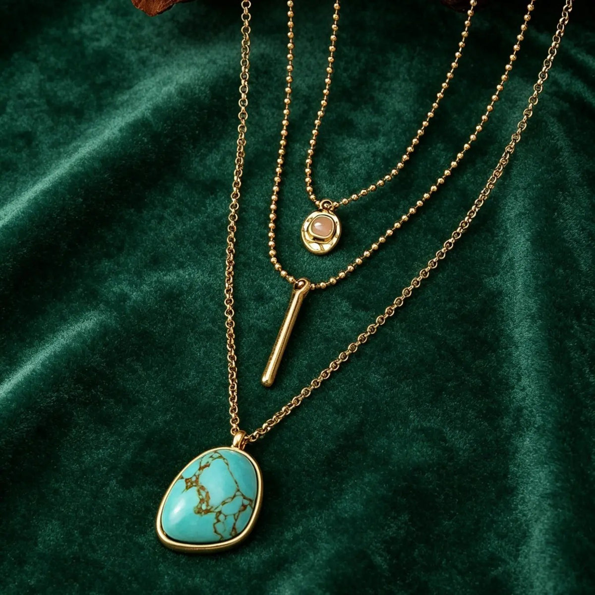 18k Turquoise Layered Necklace Set