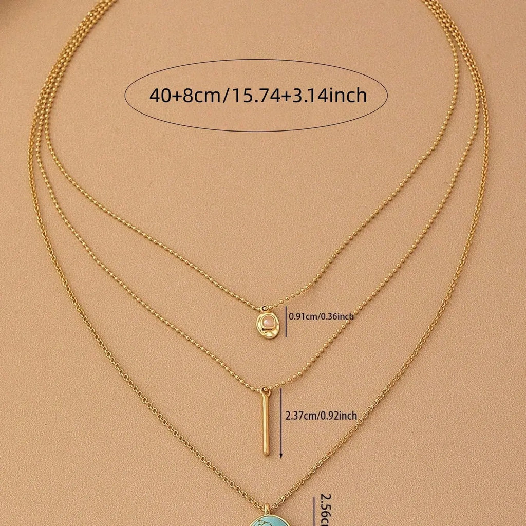 18k Turquoise Layered Necklace Set