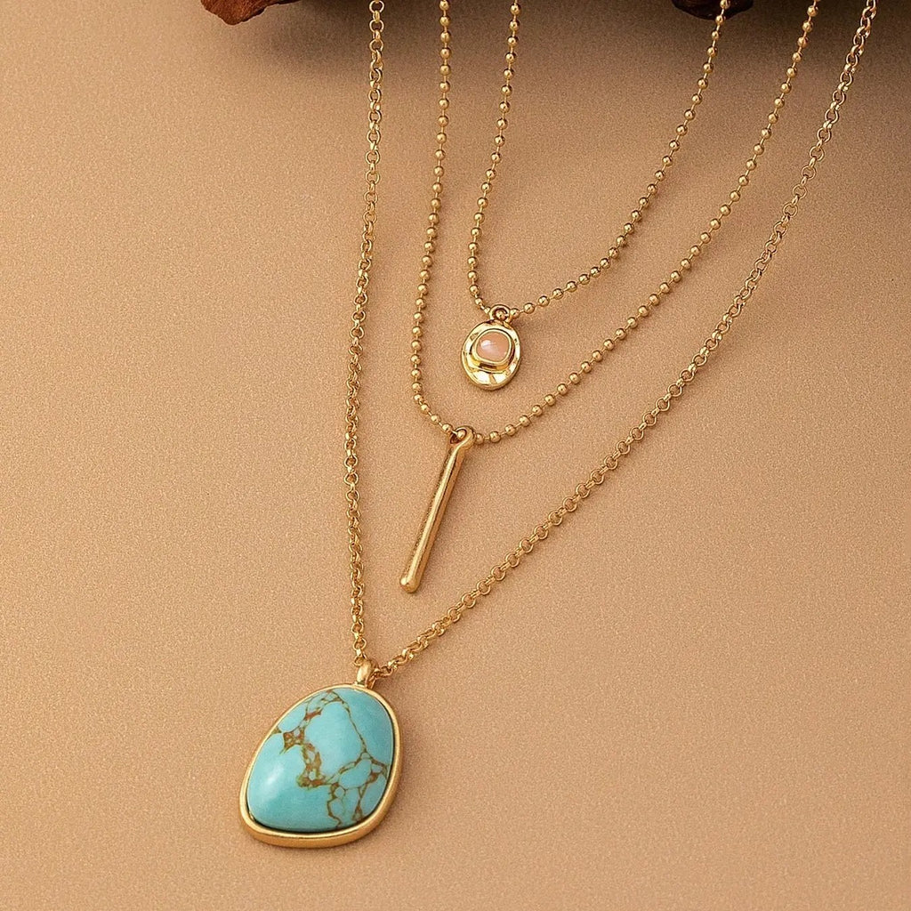 18k Turquoise Layered Necklace Set