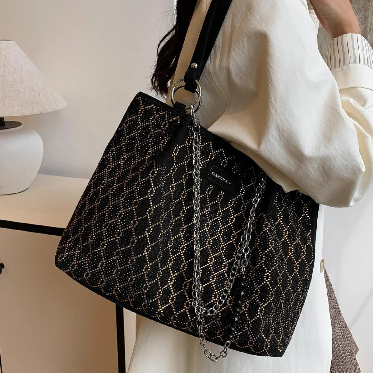 Elegant Zircon Chain Tote