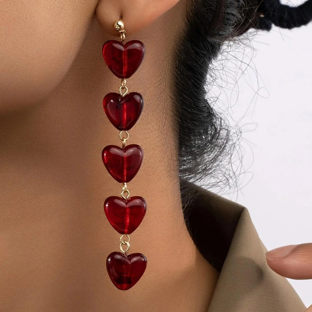 Cascading Heart Drop Earrings