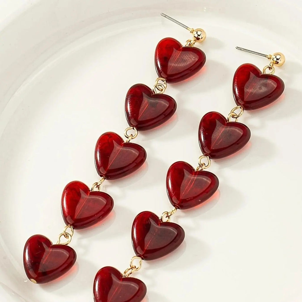 Cascading Heart Drop Earrings