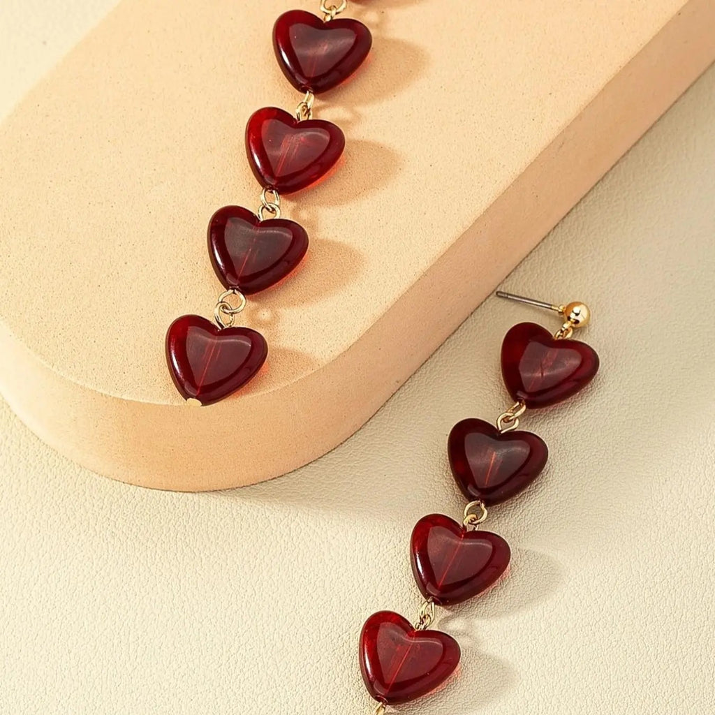 Cascading Heart Drop Earrings