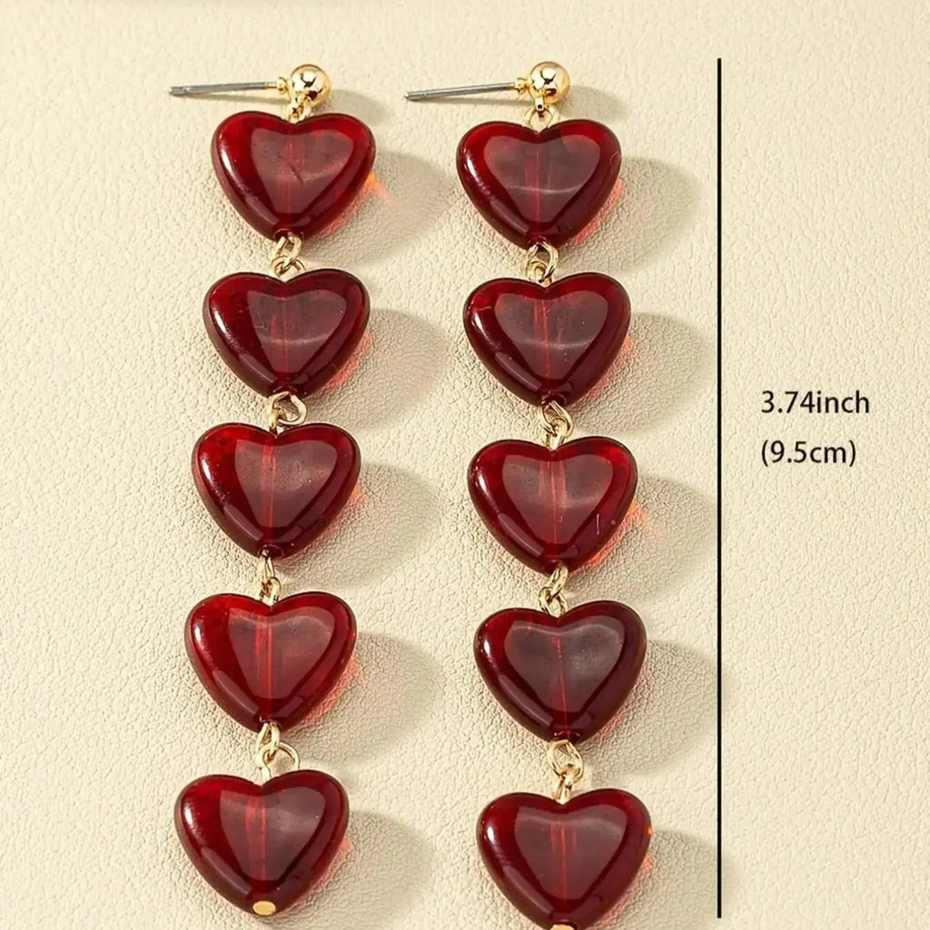 Cascading Heart Drop Earrings