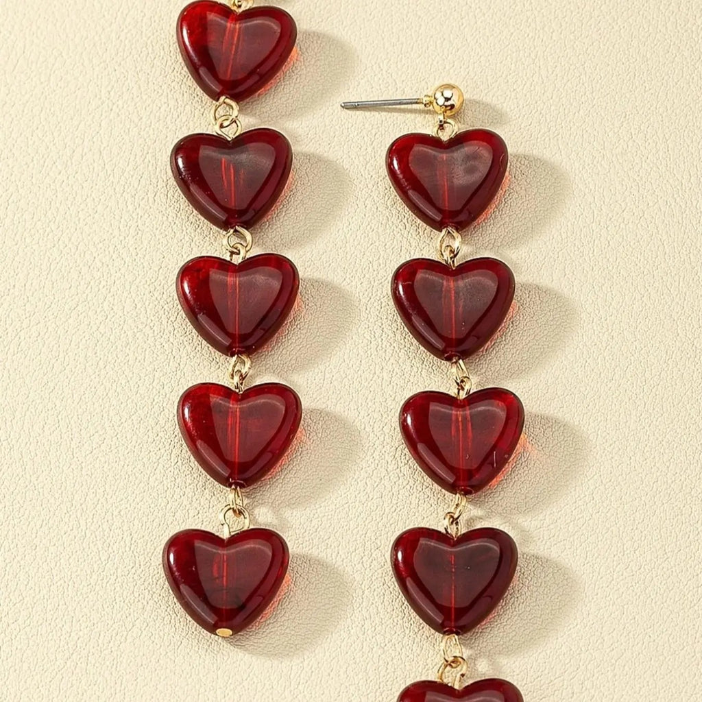 Cascading Heart Drop Earrings