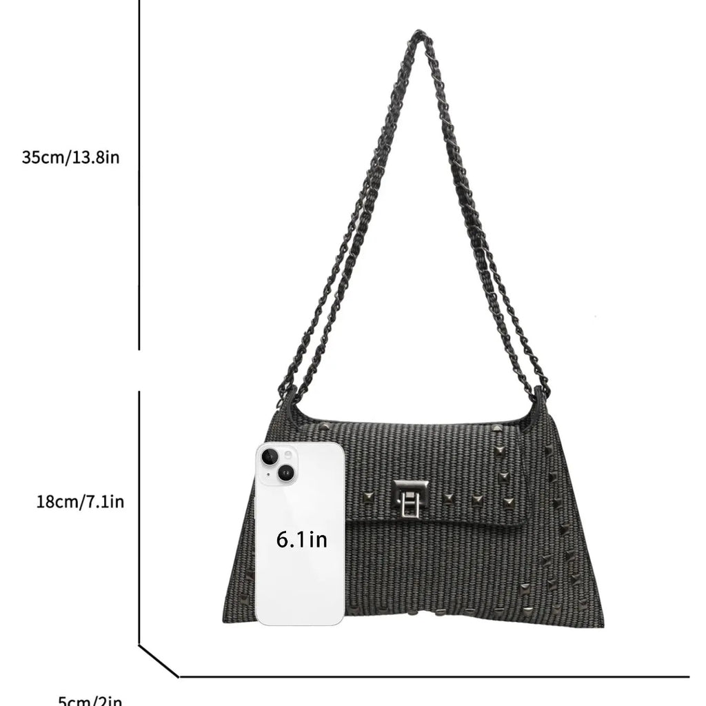Studded Woven Chain Bag