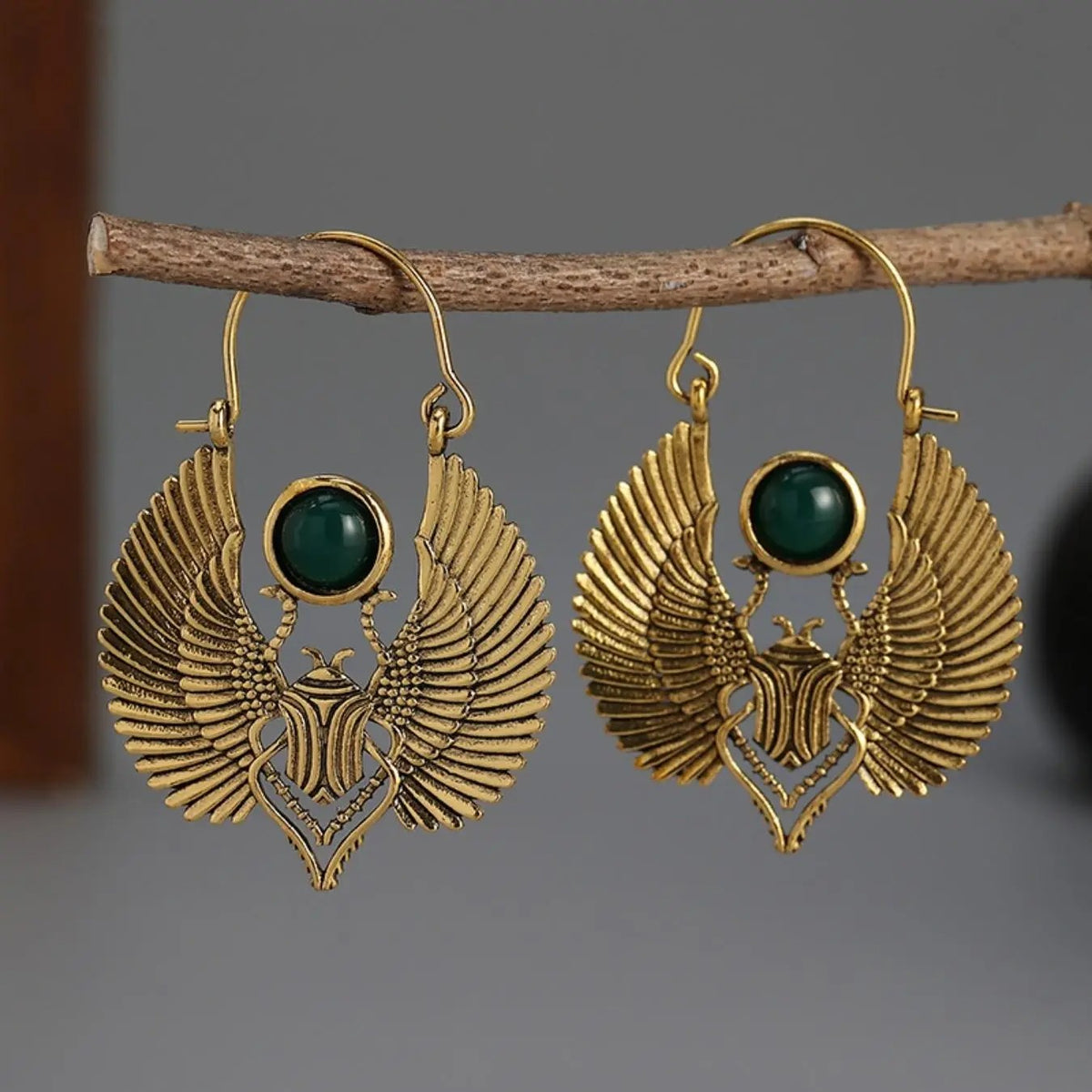Vintage Wing Gemstone Earrings