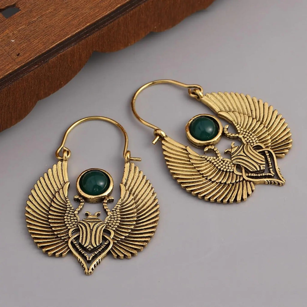 Vintage Wing Gemstone Earrings