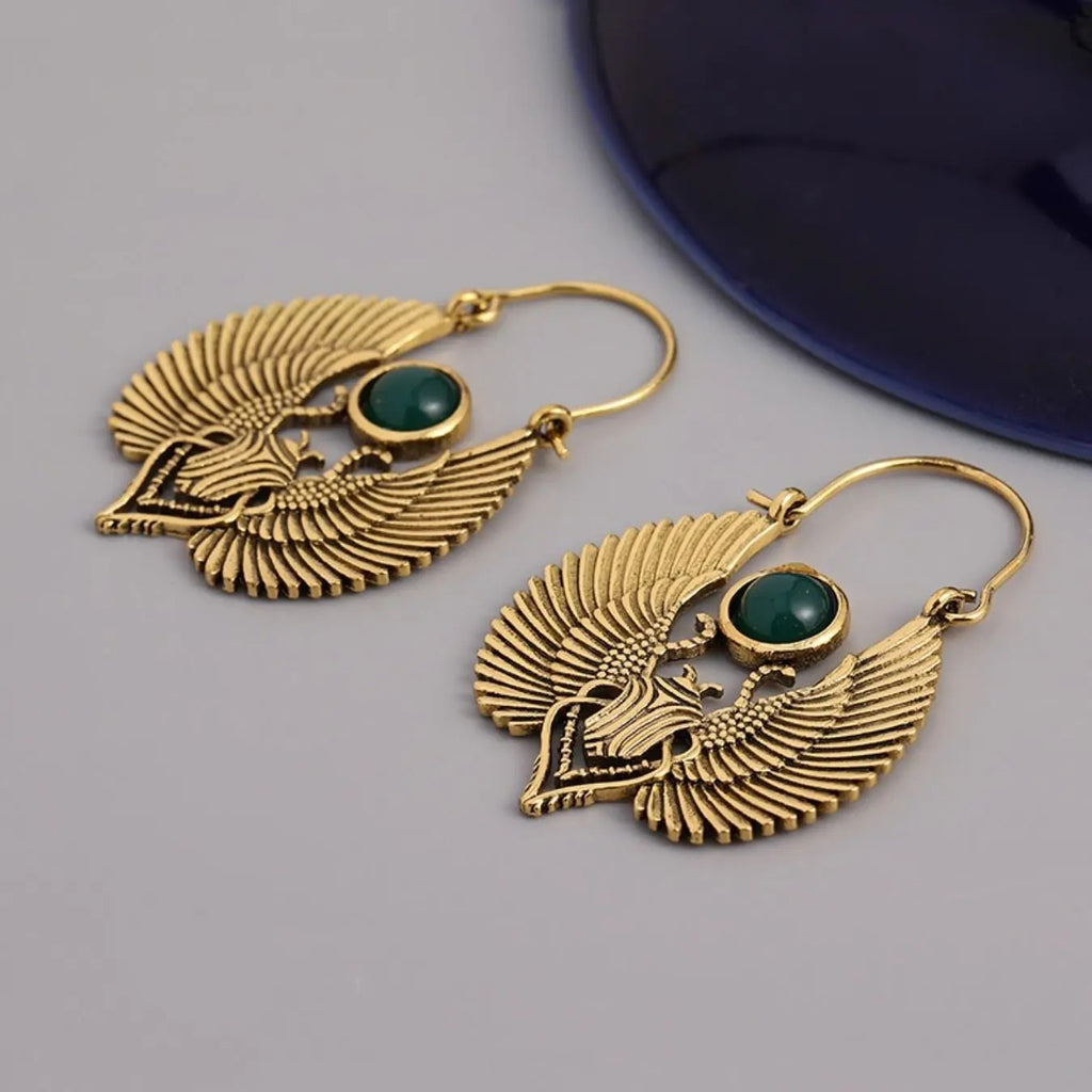Vintage Wing Gemstone Earrings