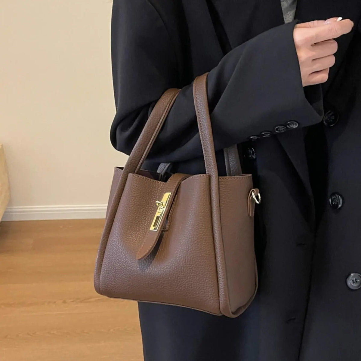 Elegant Textured Bucket Bag