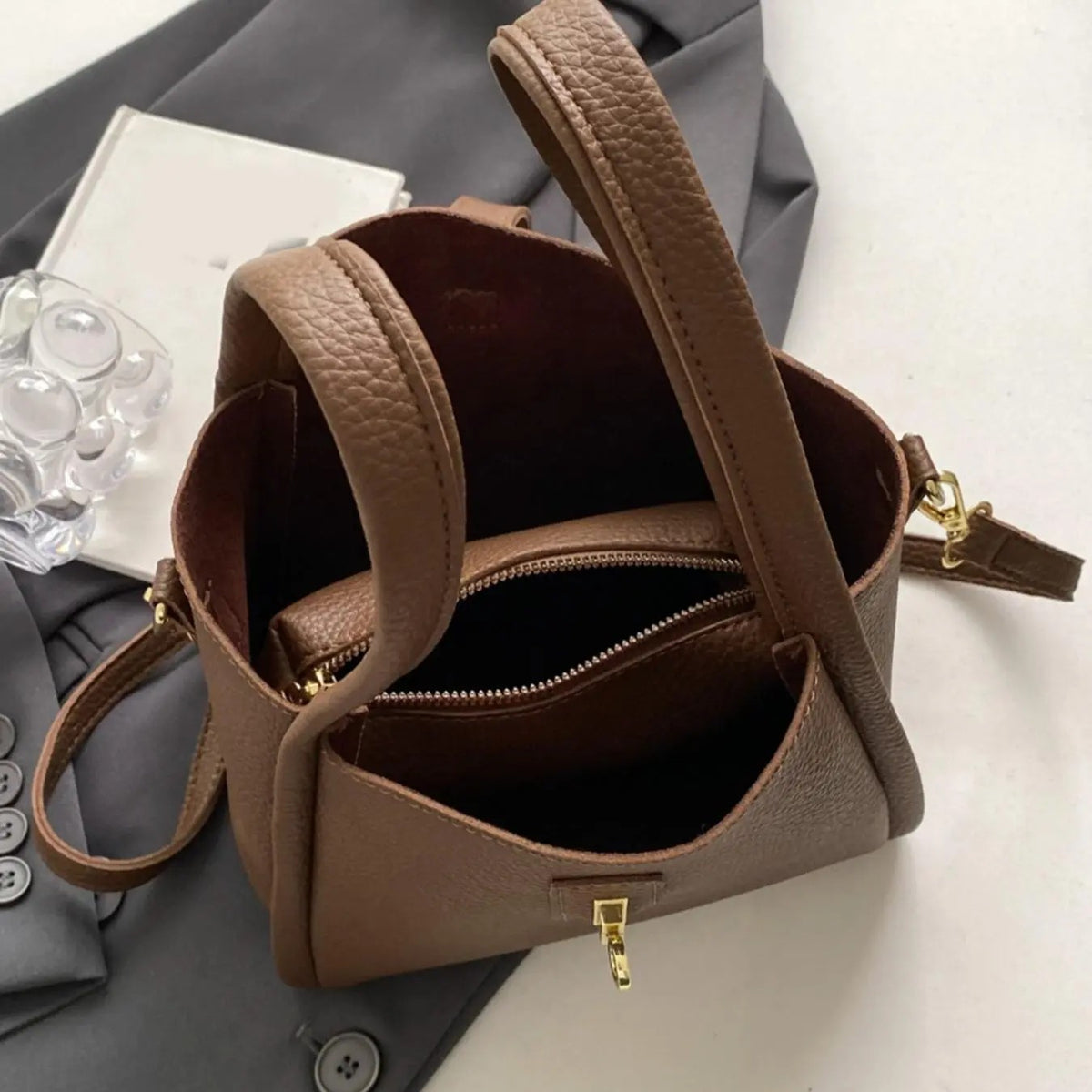 Elegant Textured Bucket Bag