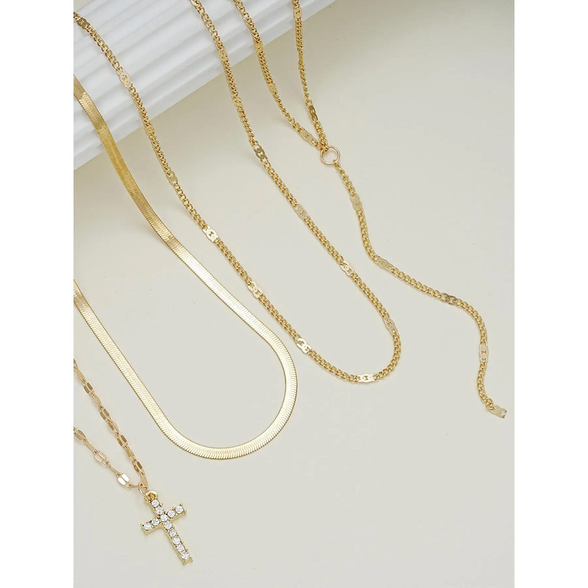 4PC 18k Rhinestone Cross Necklace Set
