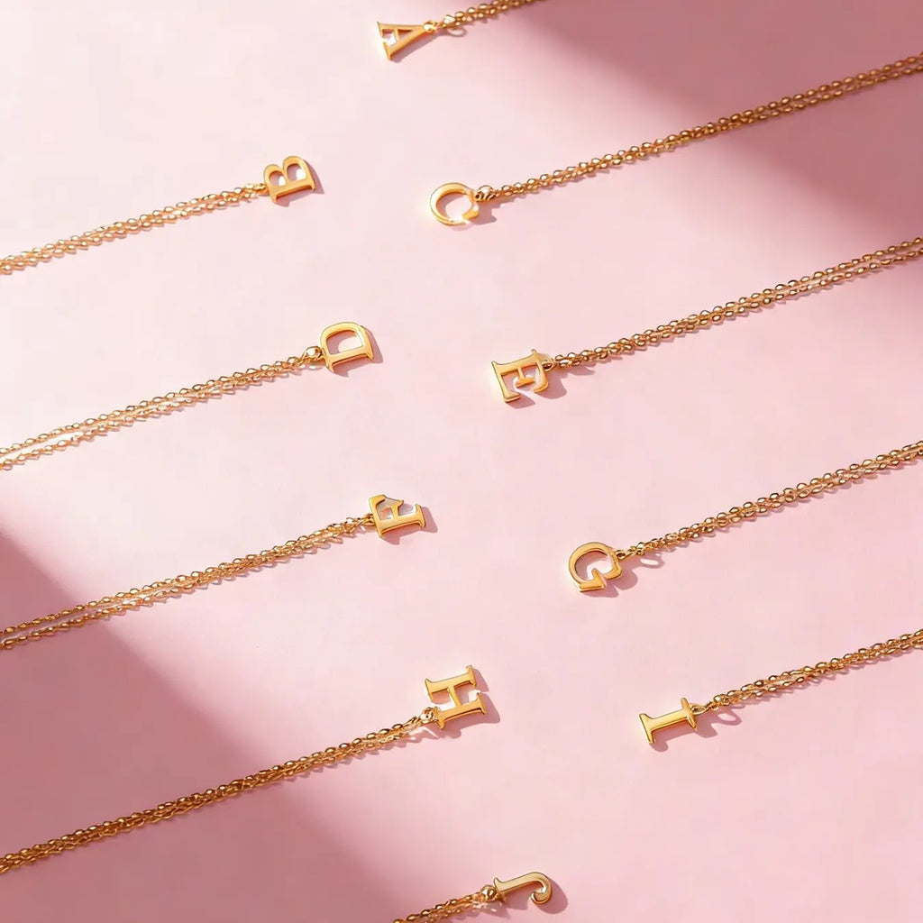 18k Angel Wing Initial Necklace Set