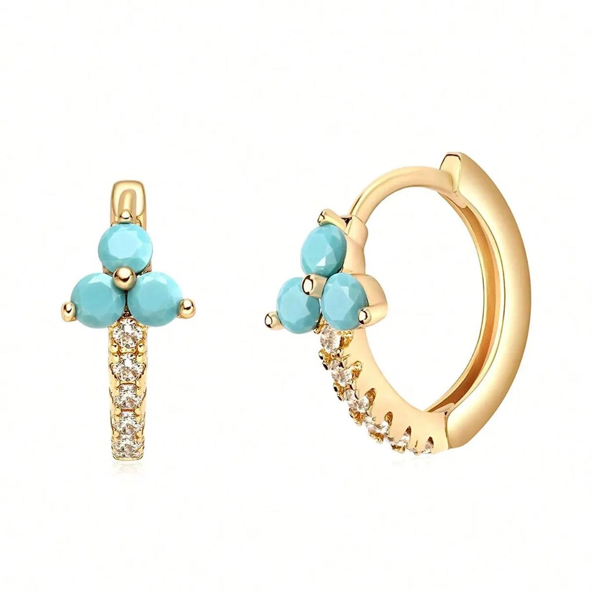 18k Dainty Turquoise Flower Hoops