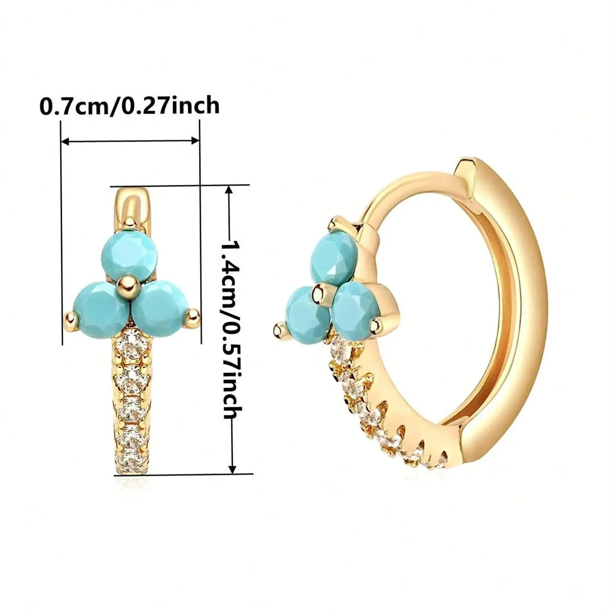 18k Dainty Turquoise Flower Hoops