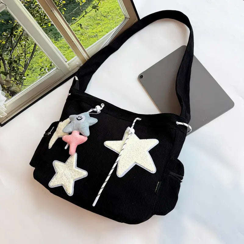 Corduroy Star Hobo Bag