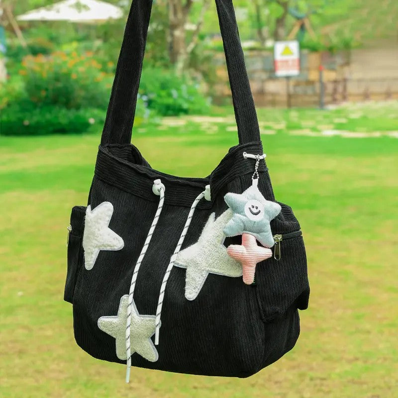 Corduroy Star Hobo Bag
