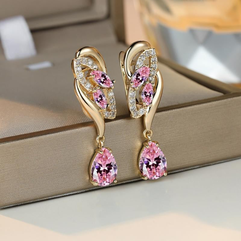 18k Elegant Red Drop Earrings