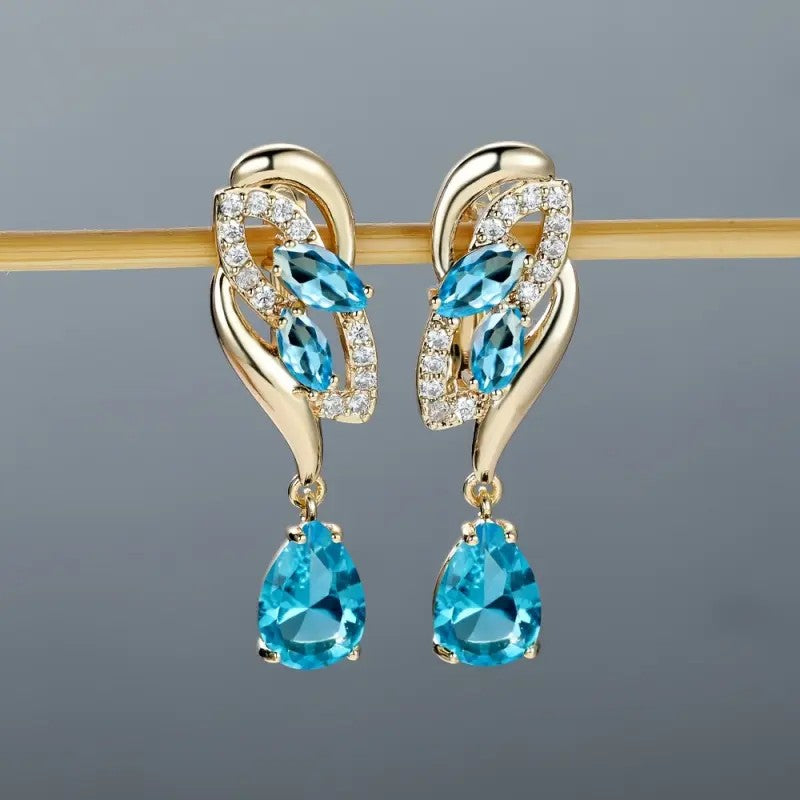 18k Elegant Red Drop Earrings