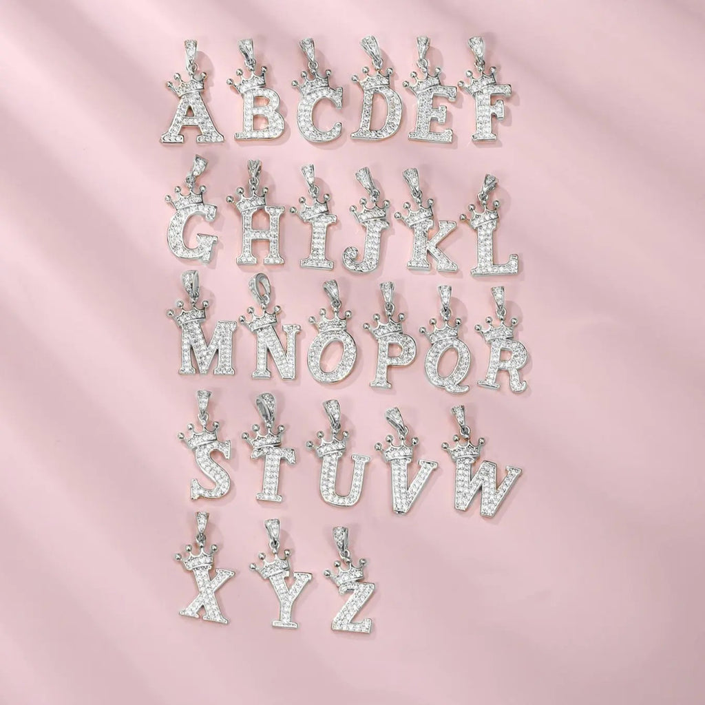 18k Dainty Elegant Crown Initial Necklace