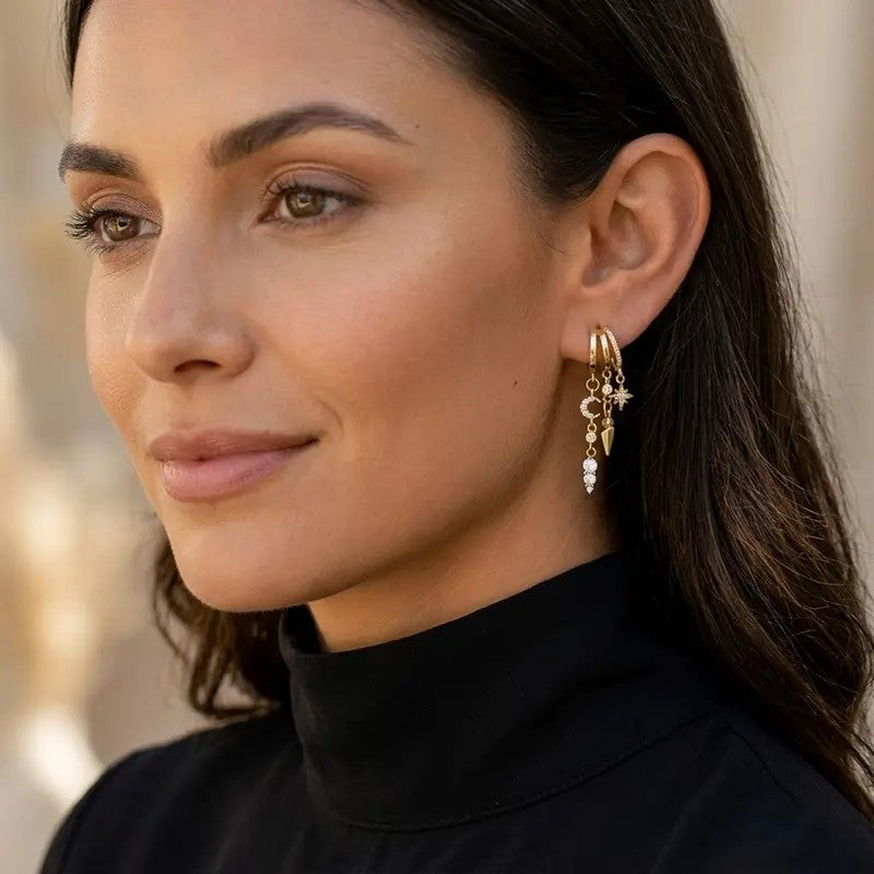 2PC 18k Celestial Drop Earrings